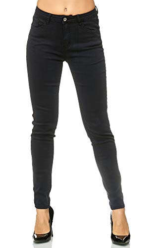 Elara Damen Stretch Hose Skinny Jeans Elastisch Chunkyrayan G09 Black 40 (L)