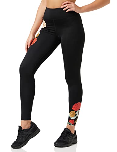 Amazon-Marke: AURIQUE Damen Sport Leggings Floral Print Legging, Schwarz (Black), 38,...