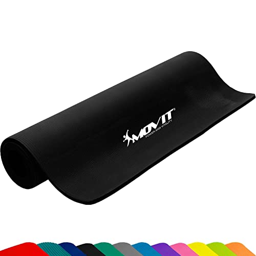 Movit XXL Pilates Gymnastikmatte, Yogamatte, phthalatfrei, 190 x 60 x 1,5cm, Schwarz