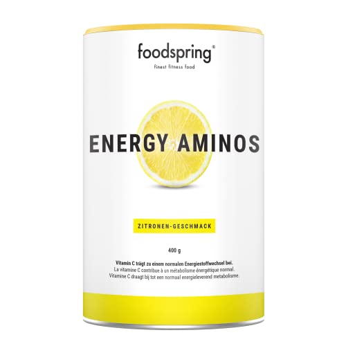 foodspring Energy Aminos, Zitrone, 400g, Pre-Workout-Booster mit Vitamin C, B3, B12,...