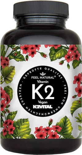 Vitamin K2 MK7-365 Kapseln - 200µg je Kapsel - Spitzenrohstoff K2VITAL® mit 99,7%...