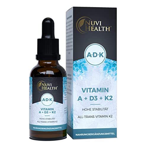 Vitamin A + D3 + K2 Tropfen - 50 ML - Premium: 99,7+% All-Trans (K2VITAL® von Kappa)...