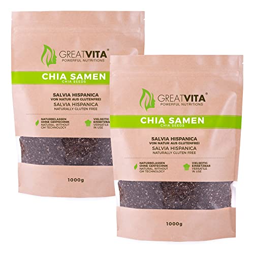 GreatVita Premium Chia Samen, (2 x 1000g) naturbelassen ohne Gentechnik
