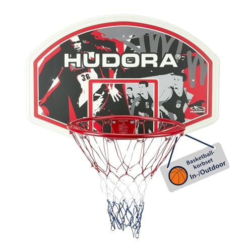 HUDORA Basketballkorb Set - Indoor & Outdoor Basketballkorb mit Brett - Basketball...