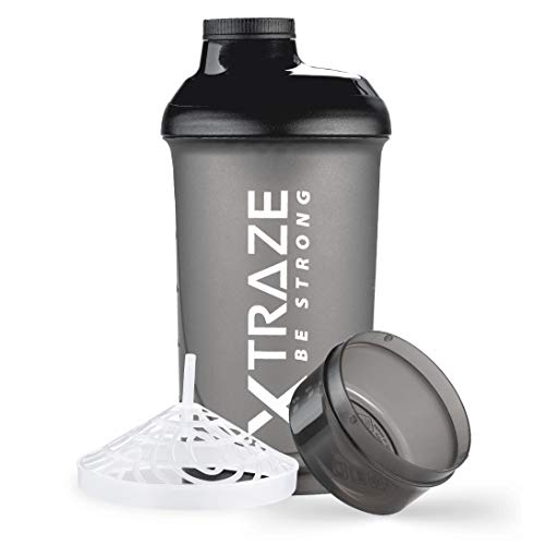 xtraze Protein Shaker 500 ml mit Pulverfach 150 ml - BPA frei - Fitness Becher...