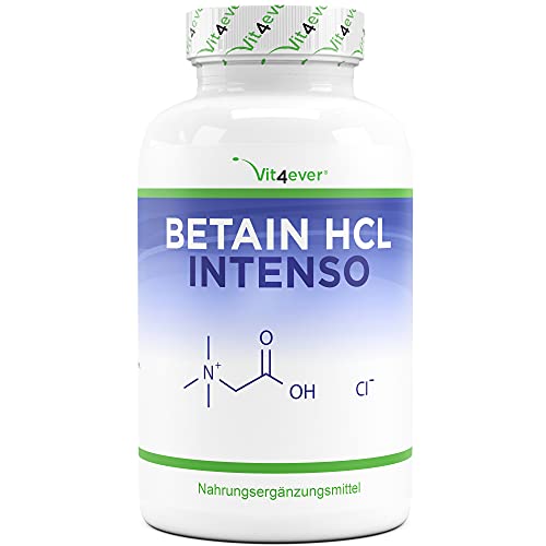Betain HCL - 240 Kapseln mit 695 mg - Premium: Mit Pepsin & bitterer Enzian -...