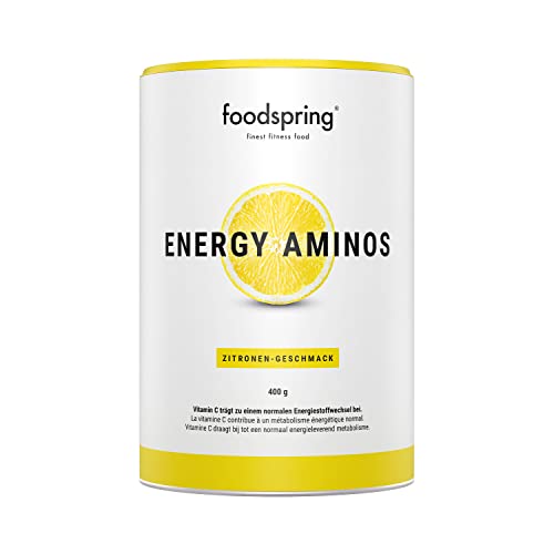 foodspring Energy Aminos, Zitrone, 400g, Pre-Workout-Booster mit Vitamin C, B3, B12,...