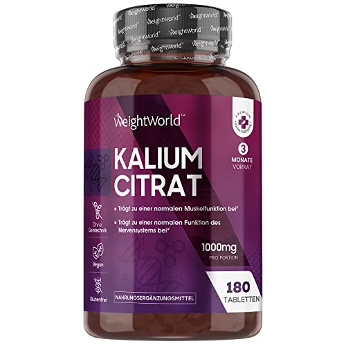 Kalium Tabletten - 1000mg je Tagesdosis - 180 Kaliumcitrat Tabletten für 3 Monate -...