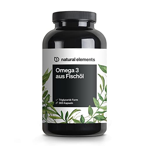 Omega 3 (365 Kapseln) – 1000mg Fischöl pro Kapsel mit EPA und DHA (in...