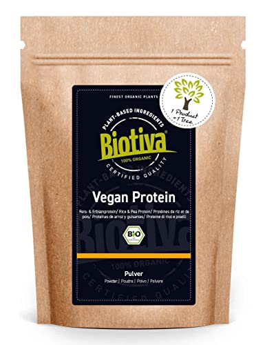 Biotiva Vegan Protein Pulver Bio 900g - 83% Protein - ohne Soja - Erbsen- und...