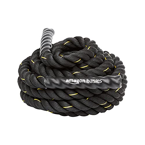 Amazon Basics Trainingsseil Battle Rope, 12 m x 5 cm, Schwarz