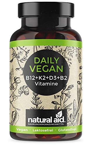 Daily Vegan - Vitamin B12+K2+D3+B2 Komplex - 120 Kapseln (4 Monats-Vorrat)