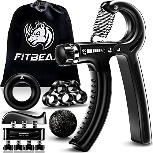 FitBeast Handtrainer Fingertrainer, Griffkraft Trainingsset - 5er-Pack, Verstellbarer...