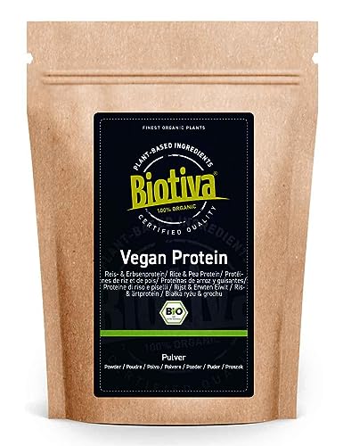 Biotiva Vegan Protein Pulver Bio 900g - 83% Protein - ohne Soja - Erbsen- und...